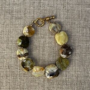 Handcrafted Yellow Opal Hexagon Beaded Bracelet
